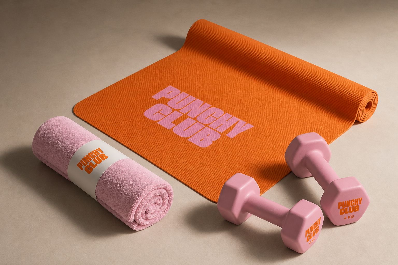 Tapis, serviette et haltères Punchy Club